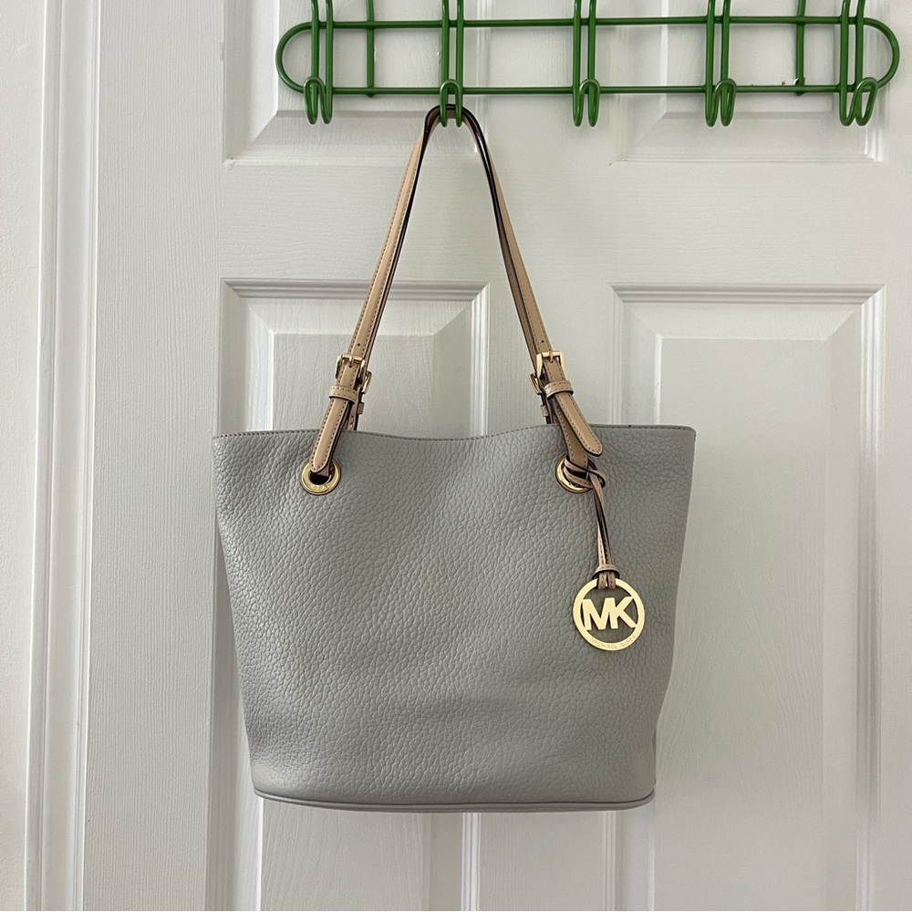 Michael Kors Gray Leather Tote Bag